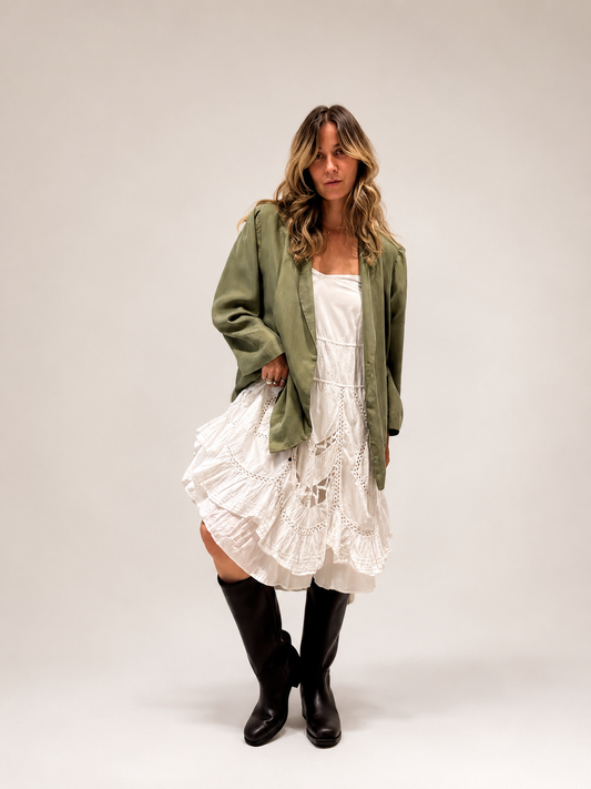 Vintage Olive Silk Kimono