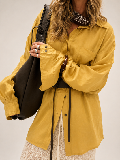 Vintage Mustard Silk Blouse