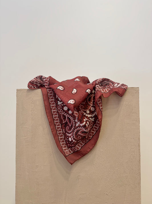 Burgundy Paisley Silk-Cotton Scarf