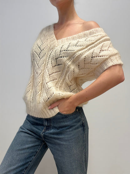 Vintage Wool Cream Knit Vest