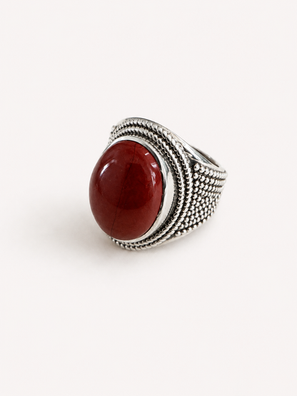 925 Sterling Silver Red Jasper Statement Ring