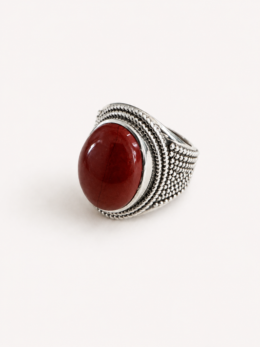925 Sterling Silver Red Jasper Statement Ring