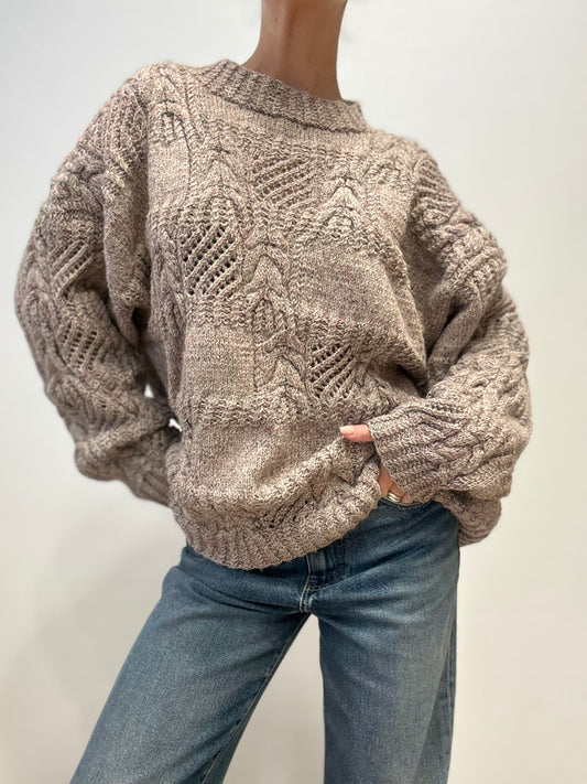 Vintage Knitted Sweater in Taupe Mix