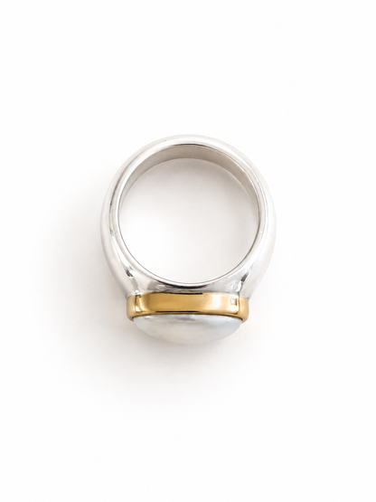 Vintage 925 Zilveren Ring met Parelmoer