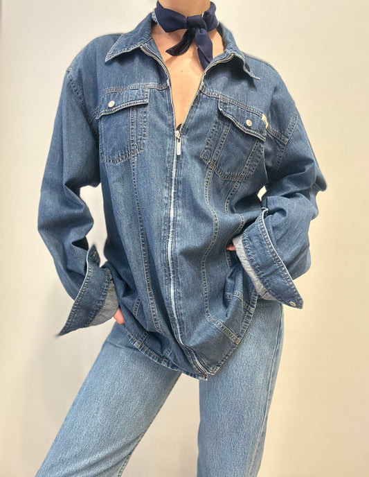 Vintage Denim Zip Shirt by Cecil