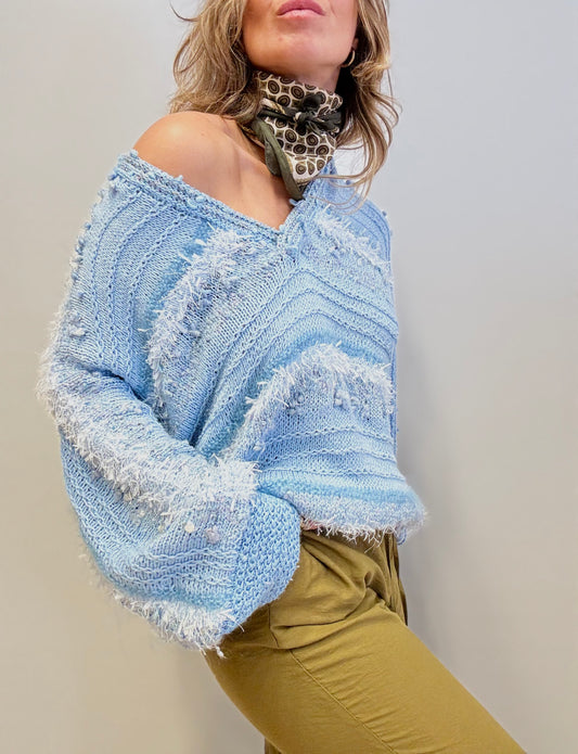 Light blue textured knit sweater