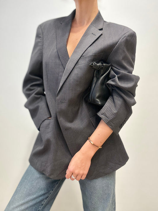 Vintage Tommy Hilfiger Wool Pinstripe Blazer in Charcoal Grey