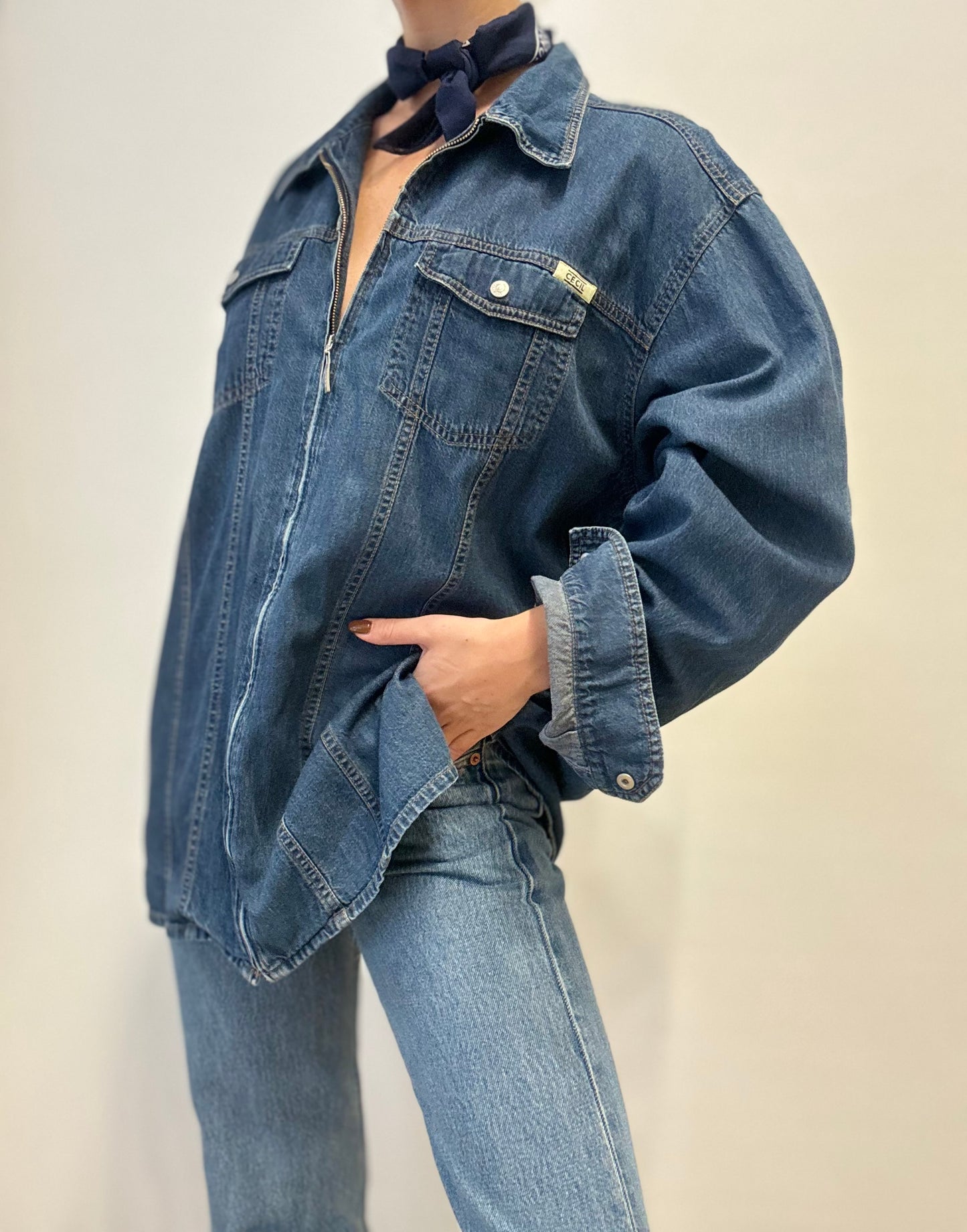 Vintage Denim Zip Shirt by Cecil