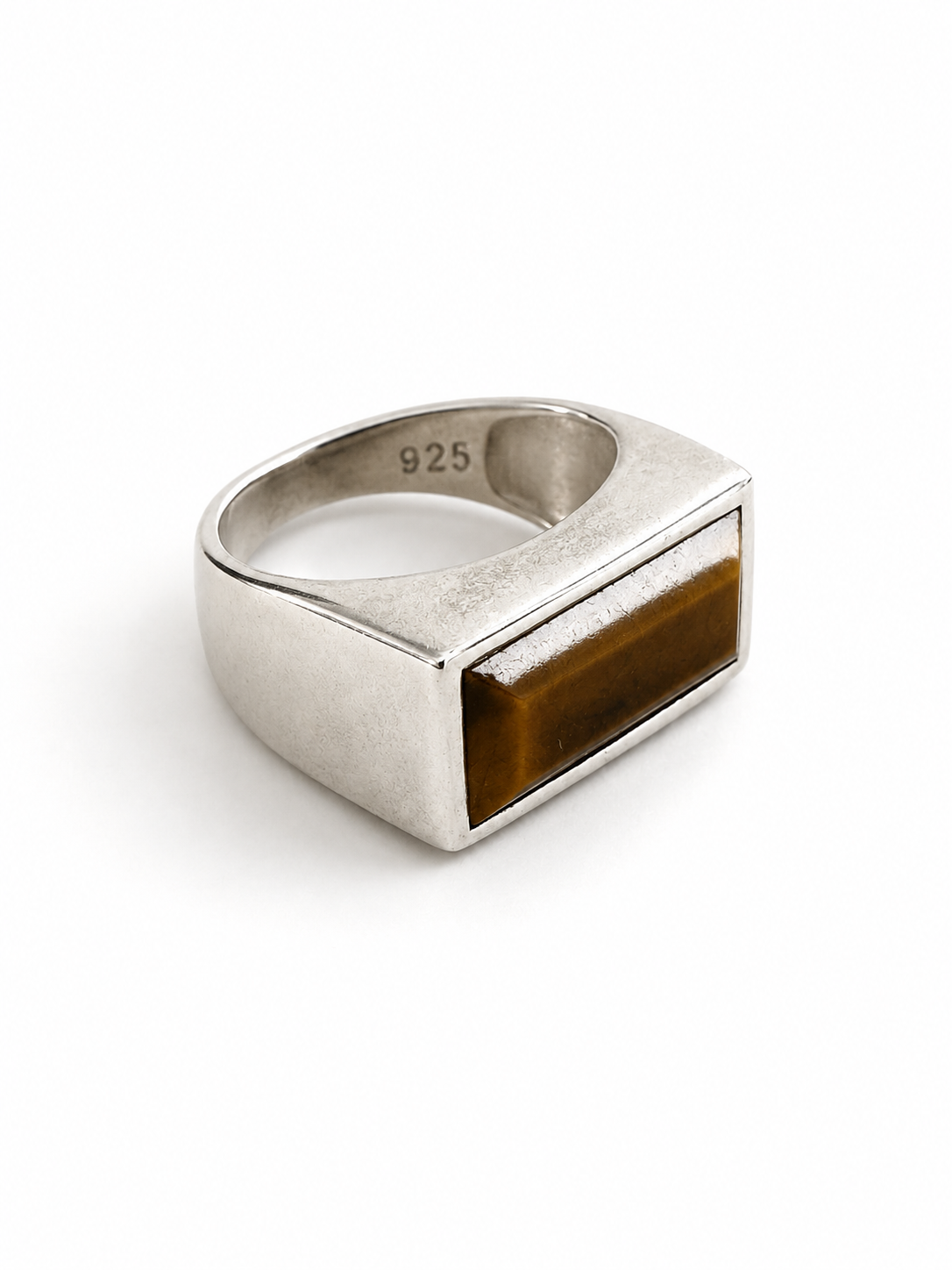 925 Zilveren Ring met Rechthoekig Tijgeroog