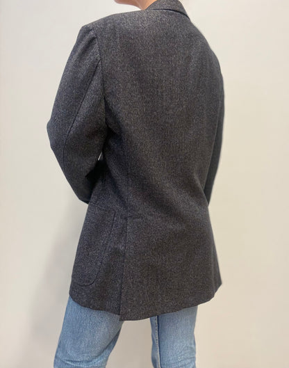 Luxury Vintage Wool Blazer in Navy Blue