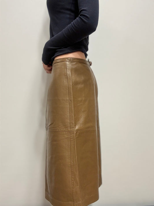 Vintage leren midi rok