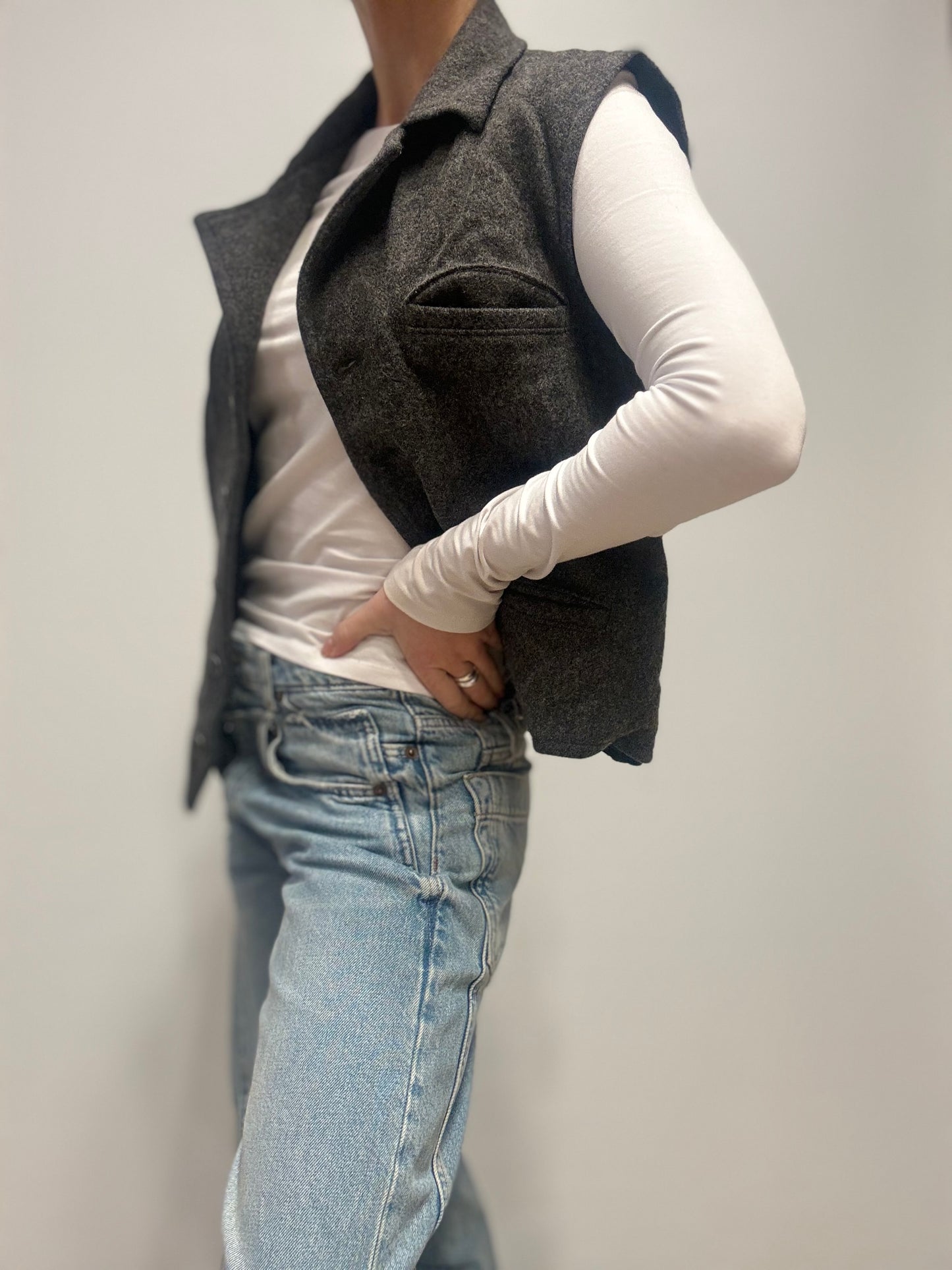 Wollen gilet USA - Grijs