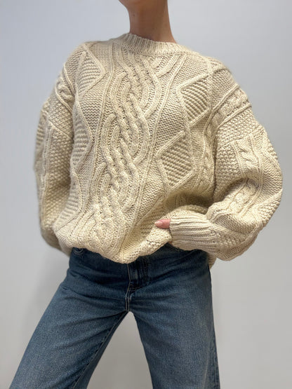 Vintage Cream Cable Knit Sweater
