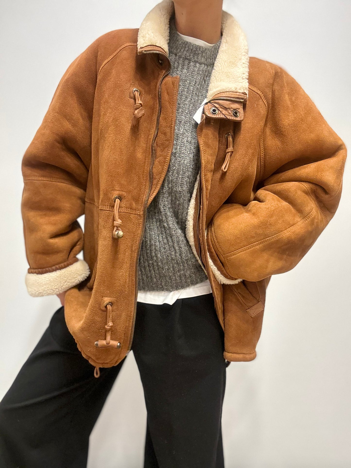 Vintage Shearling Parka in Cognacbruin