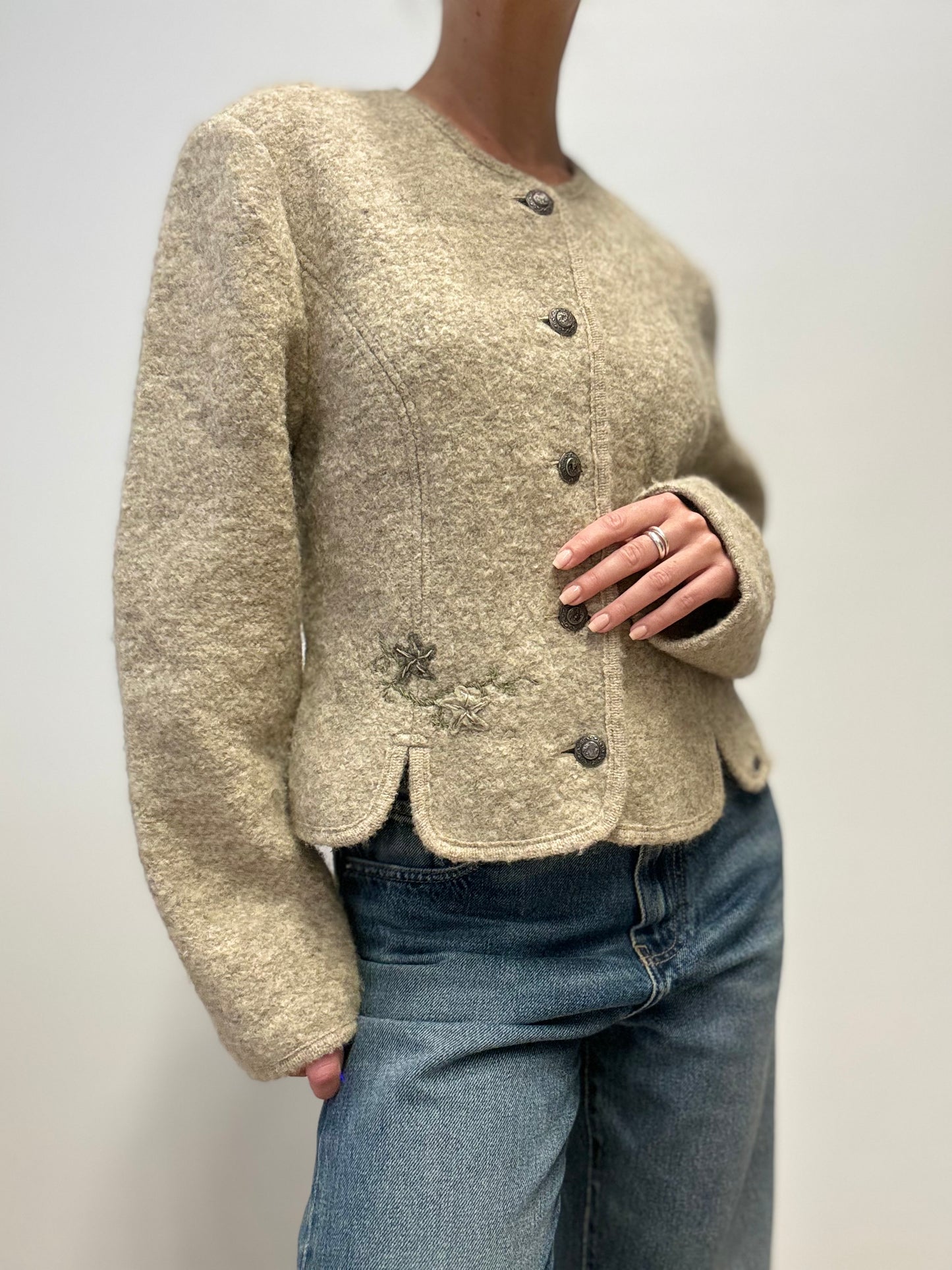 Vintage Boiled Wool Jacket by Giesswein in Beige