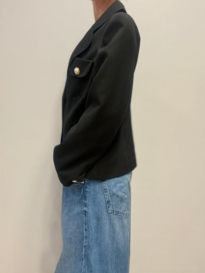 Zwarte blazer met parel knopen