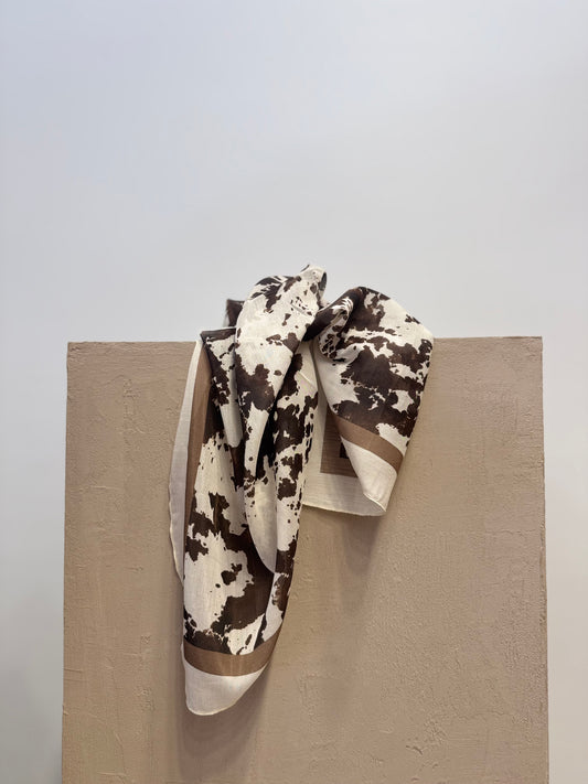 Cow Print Silk-Cotton Scarf