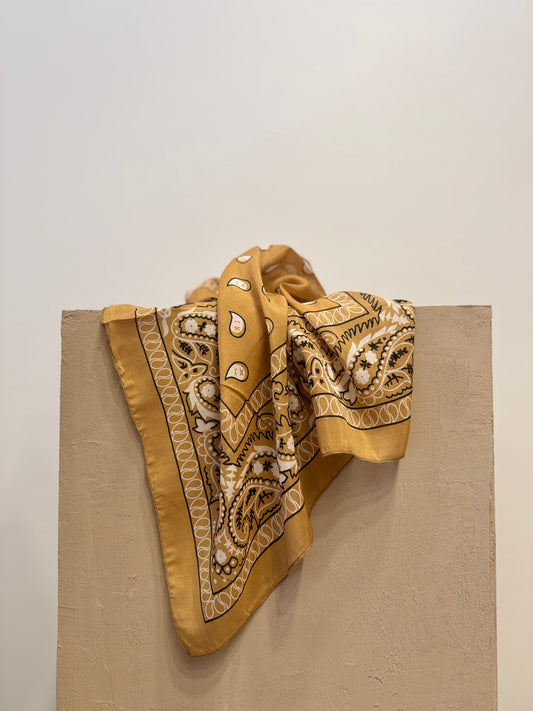 Mustard Paisley Silk-Cotton Scarf