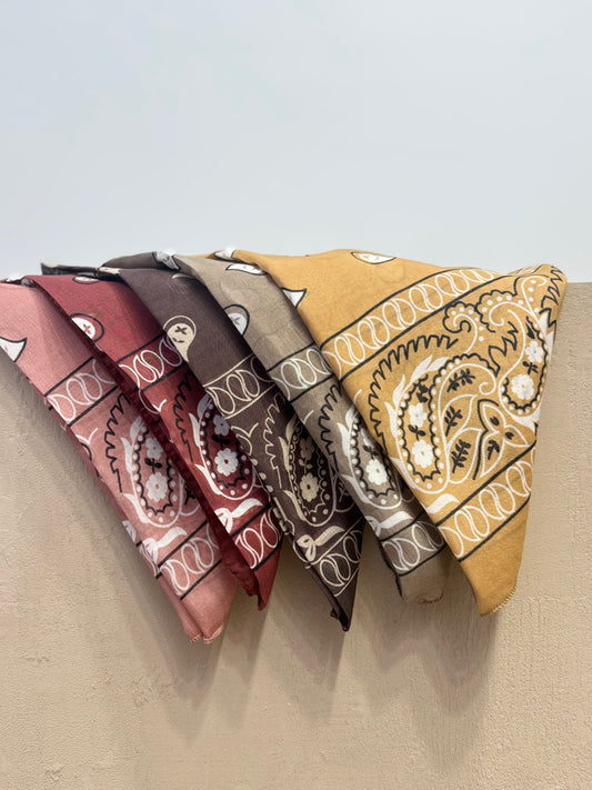 Taupe Paisley Silk-Cotton Scarf