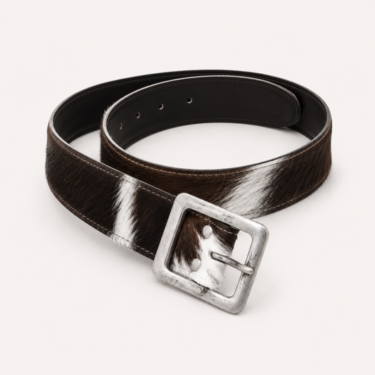 Koeienhuid Riem Bruin/Wit 95cm