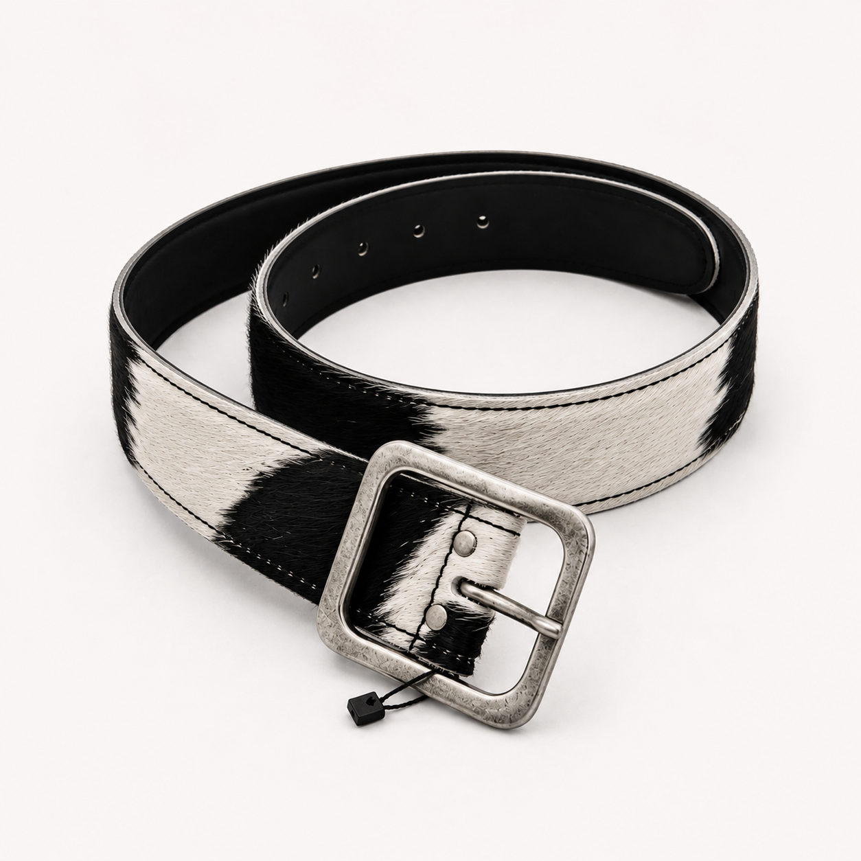 Koeienhuid Riem Zwart/Wit 85 cm